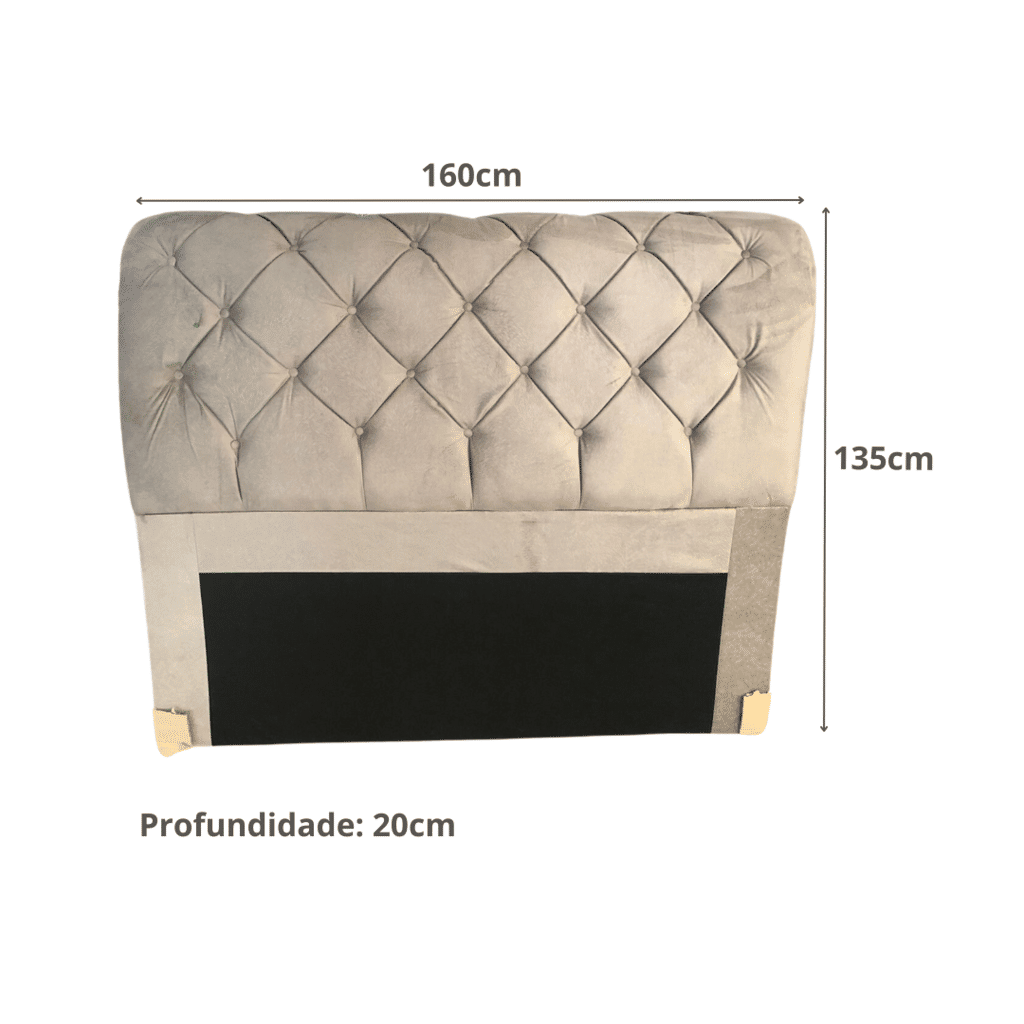 Cabeceira de Cama Box Casal/Queen 160cm Estofada Malu Adagio - Castor Cabeceira de Cama Box Casal/Queen 160cm Estofada Malu Adagio - Castor