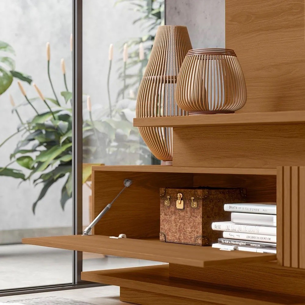 Home Para TV 65 Polegadas Istambul 2 Portas Ripado 3D Jequitibá Lukaliam