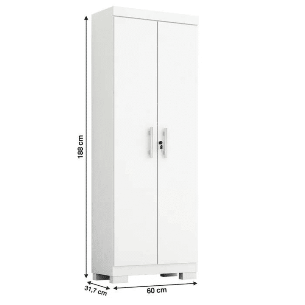 Armário Multiuso 2 Portas 100% MDF com Chave e Pés Branco iris - ACP Móveis Armário Multiuso 2 Portas 100% MDF com Chave e Pés Branco iris - ACP Móveis