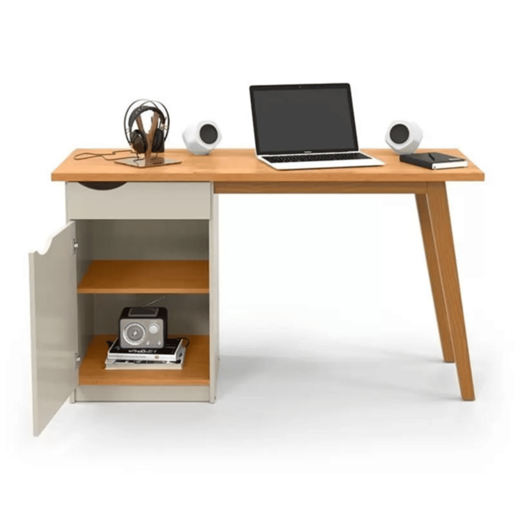 Escrivaninha 1 Gaveta 1 Porta Patrimar Prism Off White/Cinamomo Escrivaninha 1 Gaveta 1 Porta Patrimar Prism Off White/Cinamomo