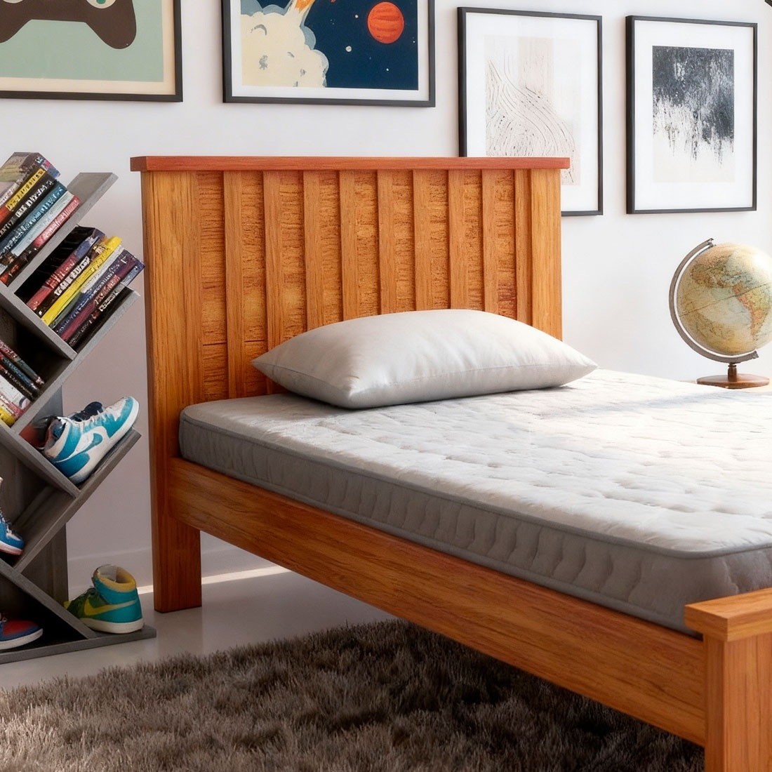 Cama Solteiro Versati 100% MDF Painel Ripado Bom Pastor - Naturall Cama Solteiro Versati 100% MDF Painel Ripado Bom Pastor - Naturall