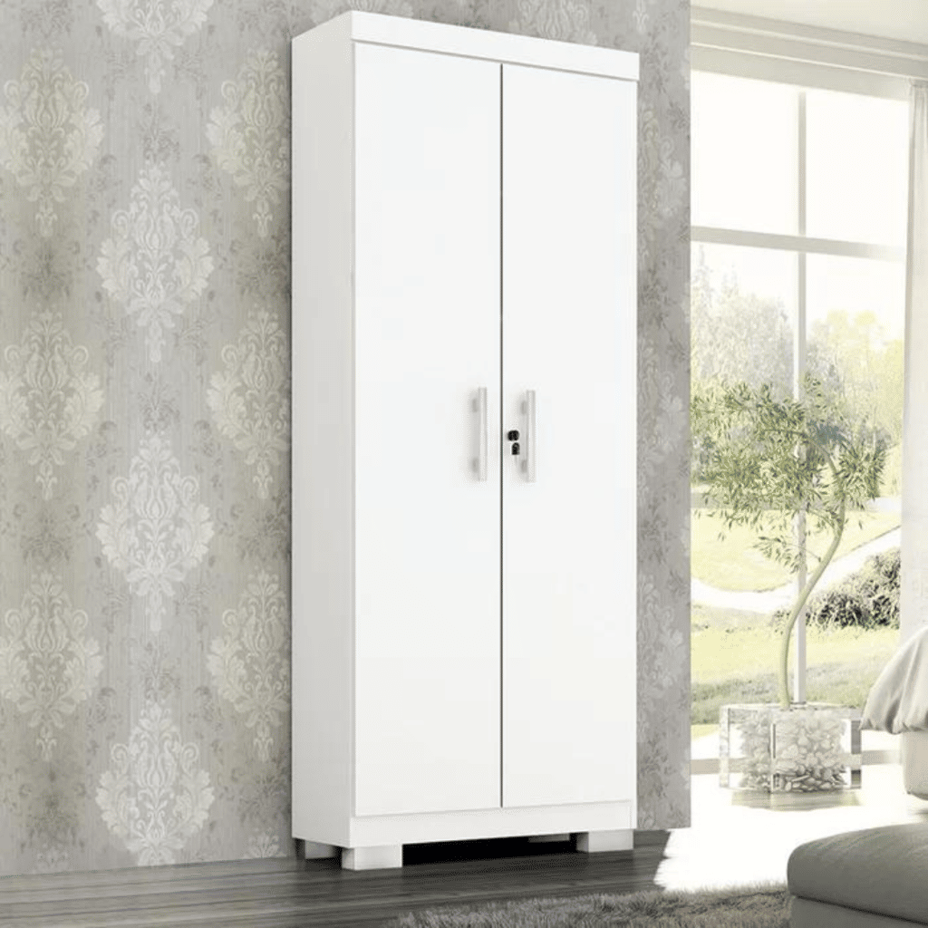 Armário Multiuso 2 Portas 100% MDF com Chave e Pés Branco iris - ACP Móveis Armário Multiuso 2 Portas 100% MDF com Chave e Pés Branco iris - ACP Móveis
