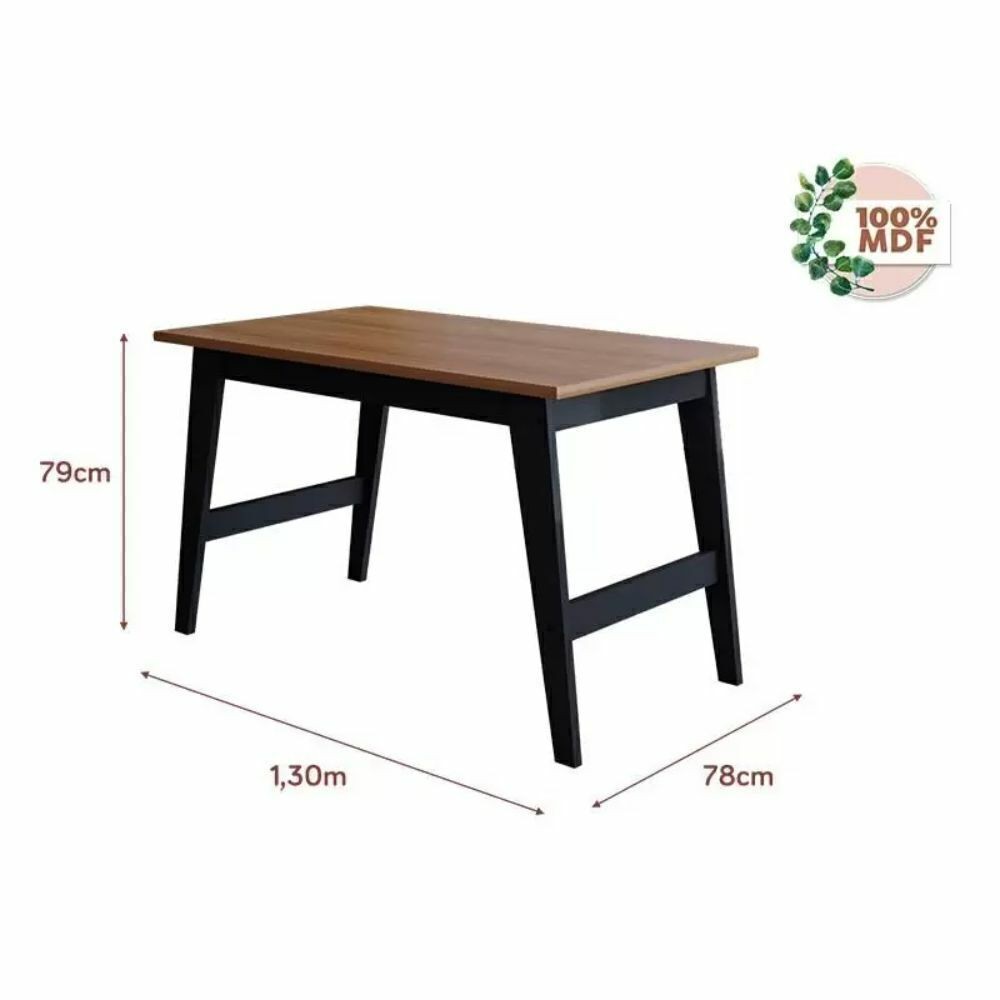 Mesa Com 2 Bancos em MDF Retangular 130x78 Cimol Aurora Chumbo/Nature Mesa Com 2 Bancos em MDF Retangular 130x78 Cimol Aurora Chumbo/Nature