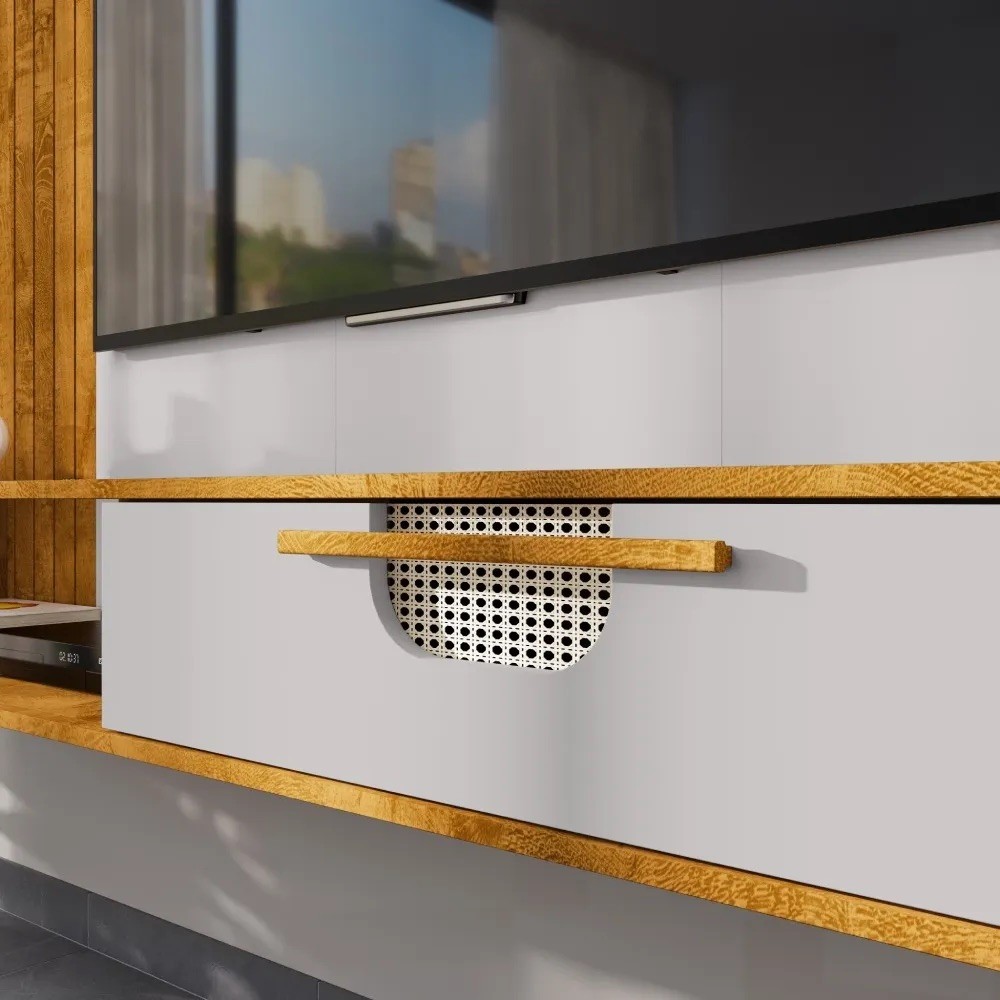 Painel para Tv até 65 Polegadas Jeri 1 Porta Naturalle/off White - Móveis Bechara