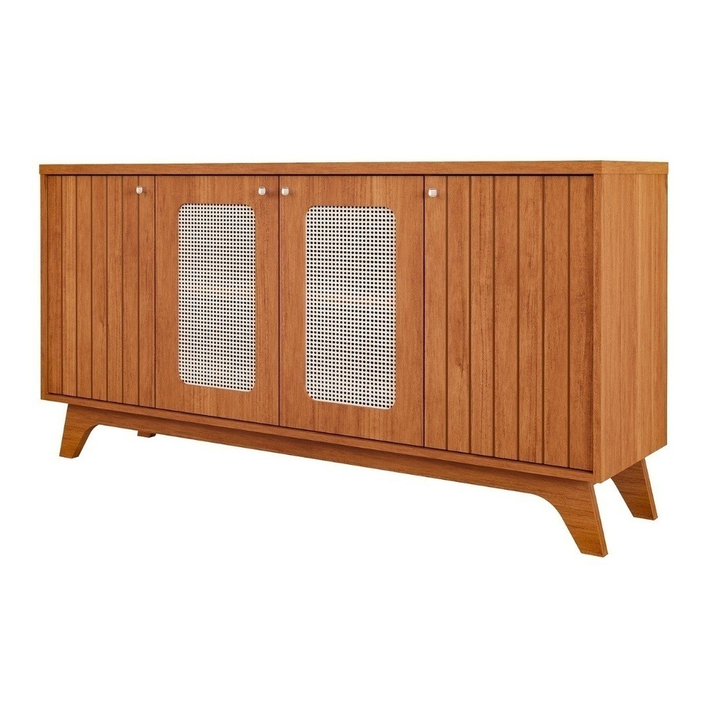 Aparador Buffet Cimol Isa em MDF com 4 Portas em Baixo Relevo - Cinamomo Aparador Buffet Cimol Isa em MDF com 4 Portas em Baixo Relevo - Cinamomo