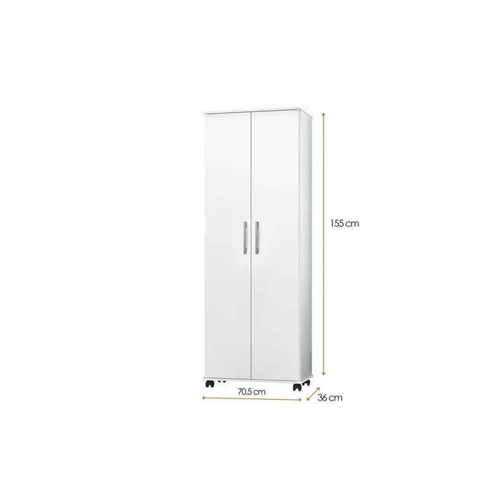 Armário Multiuso Arezzo 2 Portas com Rodízios – J&A Móveis – Branco Armário Multiuso Arezzo 2 Portas com Rodízios – J&A Móveis – Branco