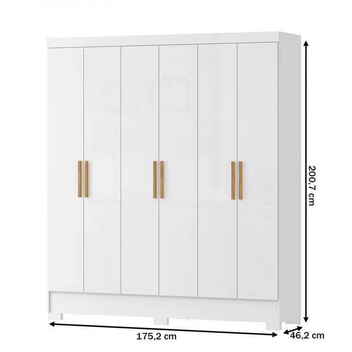 Guarda-Roupa Casal 6 Portas MX Móveis Gliese Branco Guarda-Roupa Casal 6 Portas MX Móveis Gliese Branco