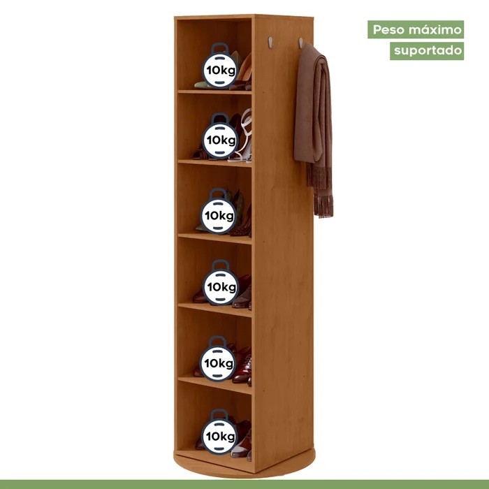 Multiuso Sapateira Esthela com Espelho e Base Giratória – Lopas – Cor Amendola Multiuso Sapateira Esthela com Espelho e Base Giratória – Lopas – Cor Amendola