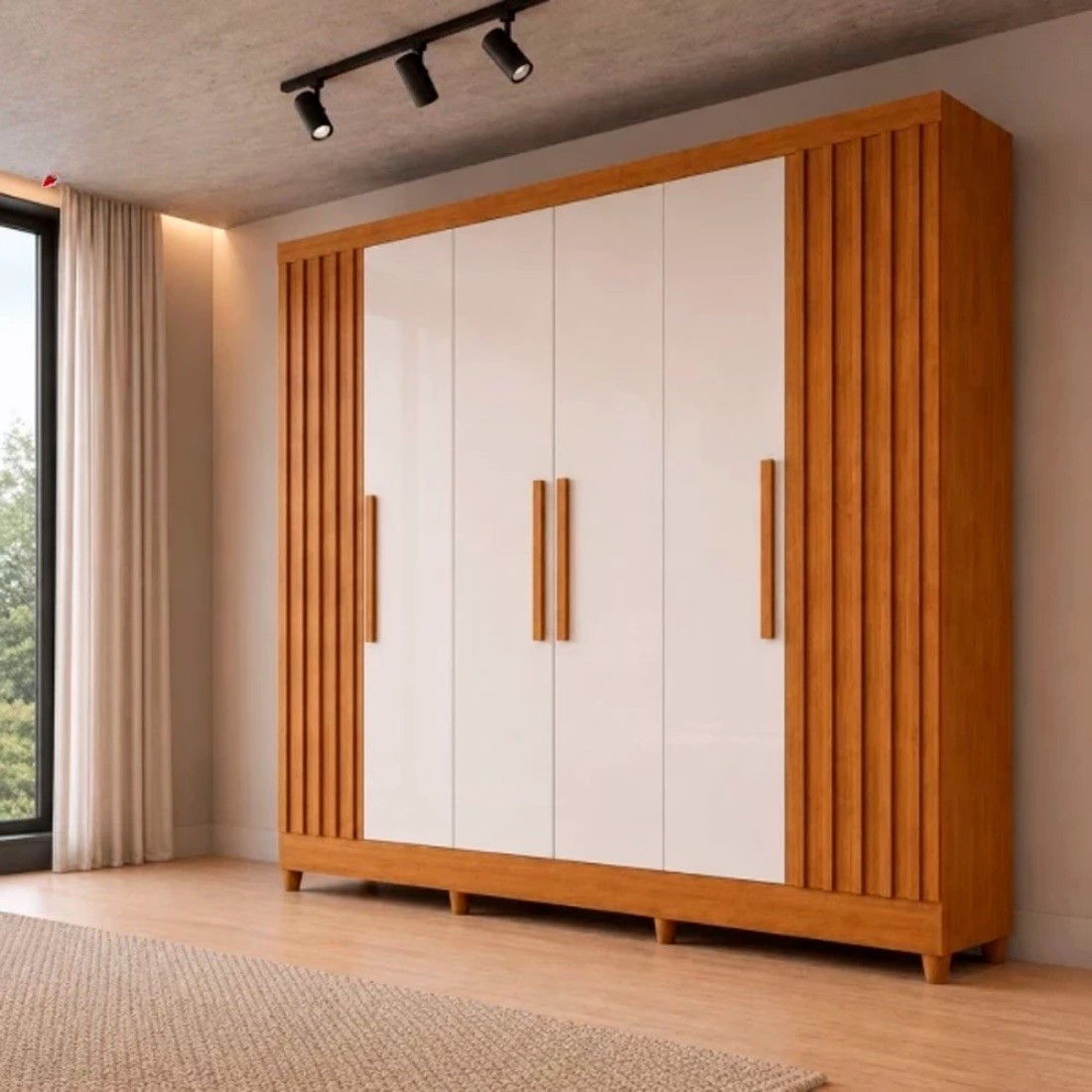 Guarda-roupa 6 Portas 2 Gavetas Bianchi 100% MDF Cabo Frio 180cm - Nature/Off White