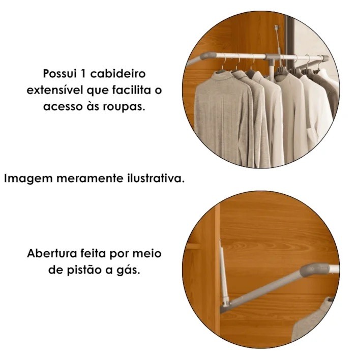 Guarda-Roupa Casal Matisse 6 Portas com Espelho 100% MDF Madetec - Cinamomo/Off White Guarda-Roupa Casal Matisse 6 Portas com Espelho 100% MDF Madetec - Cinamomo/Off White