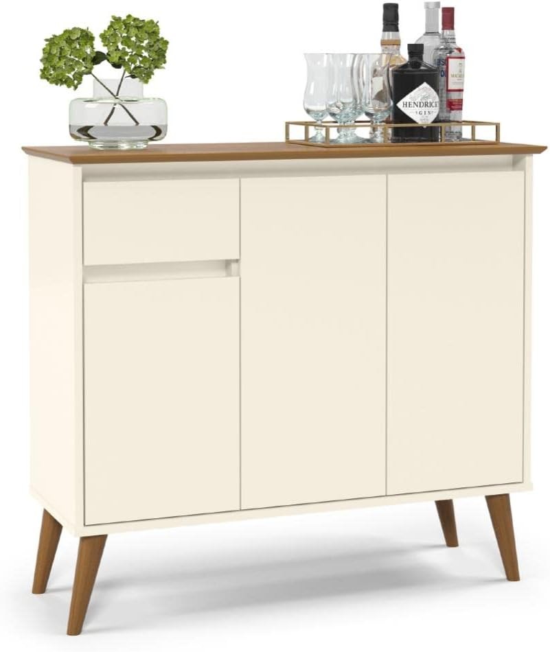 Buffet Veneza 3 Portas 1 Gaveta Off White Freijó – EJ Móveis