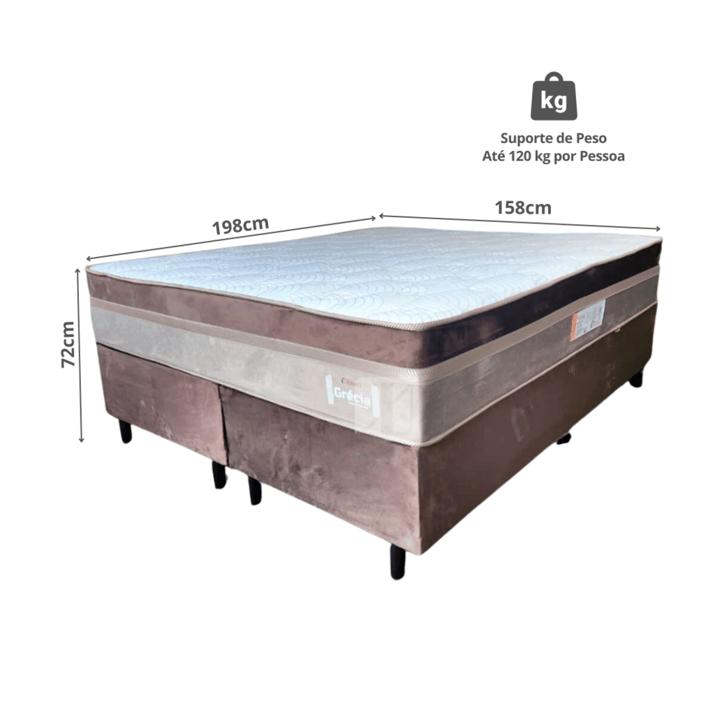 Cama Box Queen (Colchão + Base) Grécia 158x198 Molas Ensacadas Topázio Cama Box Queen (Colchão + Base) Grécia 158x198 Molas Ensacadas Topázio