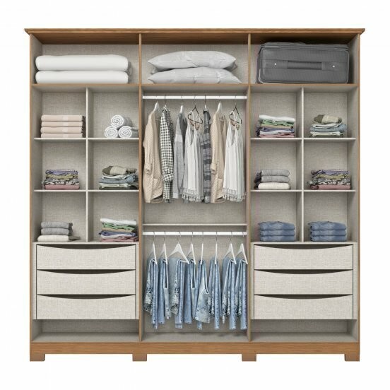 Guarda-roupa Casal Andreas 6 Portas Nature/Off - Henn Guarda-roupa Casal Andreas 6 Portas Nature/Off - Henn