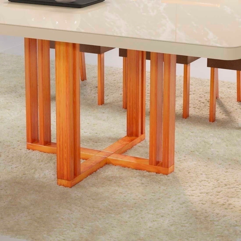 Mesa de Jantar Sentra 160x80 Tampo com Vidro, 06 cadeiras Nature/T3010 - Bom Pastor  Mesa de Jantar Sentra 160x80 Tampo com Vidro, 06 cadeiras Nature/T3010 - Bom Pastor