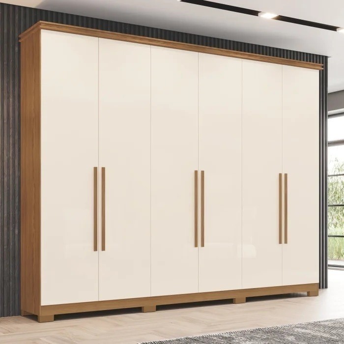 Guarda-roupa Casal Belori 6 Portas Nature/Off - Henn Guarda-roupa Casal Belori 6 Portas Nature/Off - Henn