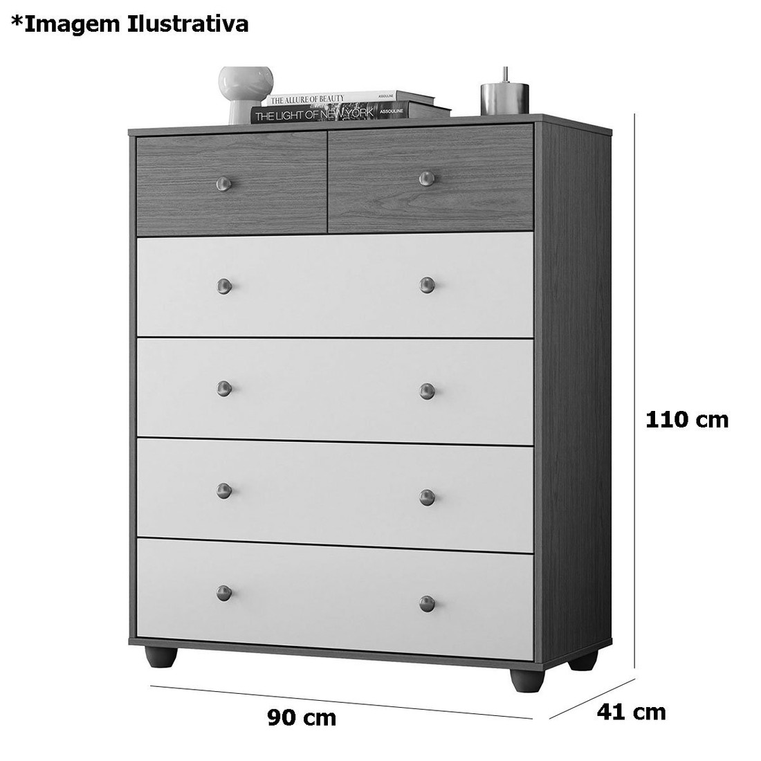 Cômoda para Quarto 6 Gavetas Albatroz Vittoria Cinamomo/Off White