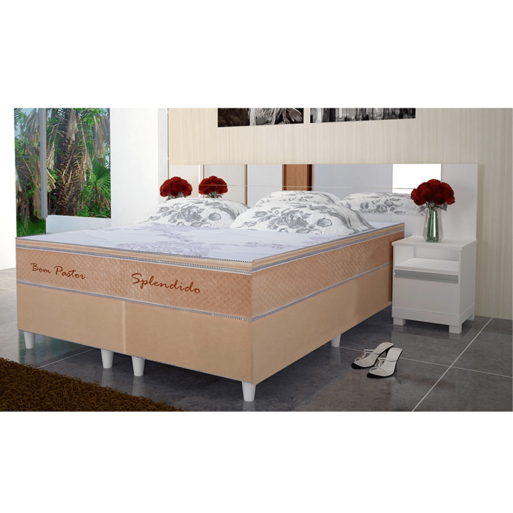 Cabeceira Casal/Queen em MDF com Espelho Bom Pastor Bariloche - Branco Brilho Cabeceira Casal/Queen em MDF com Espelho Bom Pastor Bariloche - Branco Brilho