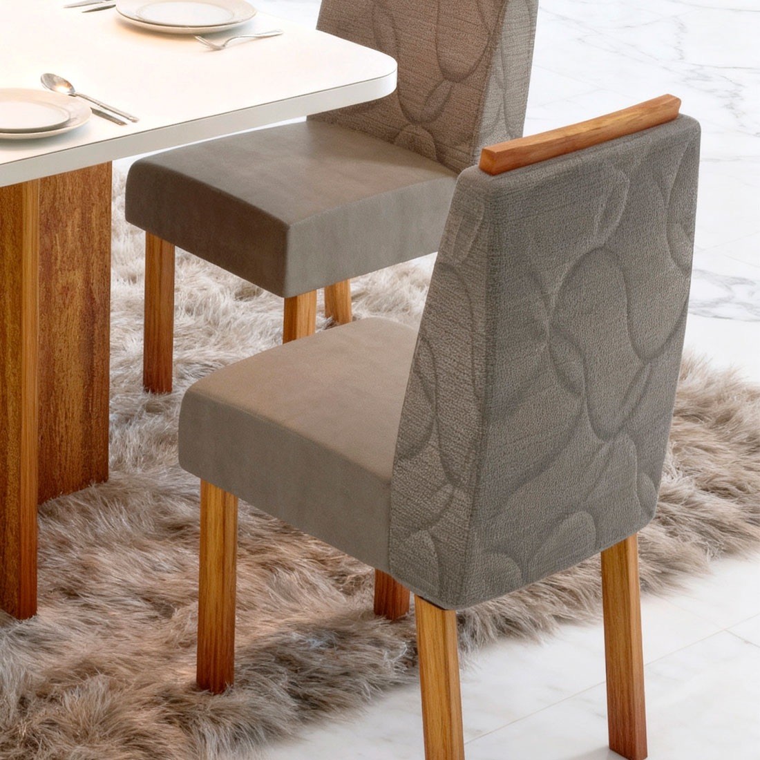 Mesa de Jantar com 04 Cadeiras Real Tampo 130x90 Centímetros Bom Pastor - Sem Vidro