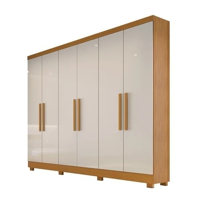 Guarda-Roupa Casal 6 Portas Sergipe Nature/Off White - Bianchi 