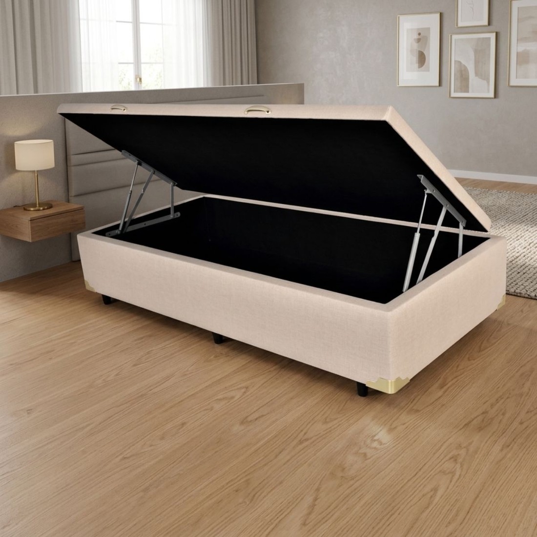 Base Bau Solteiro Ortolike 88x188X40 - Bege Base Bau Solteiro Ortolike 88x188X40 - Bege