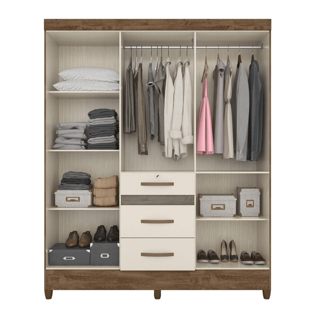 Guarda-Roupa Casal 6 Portas Itatiba Castanho/Off White Moval Guarda-Roupa Casal 6 Portas Itatiba Castanho/Off White Moval