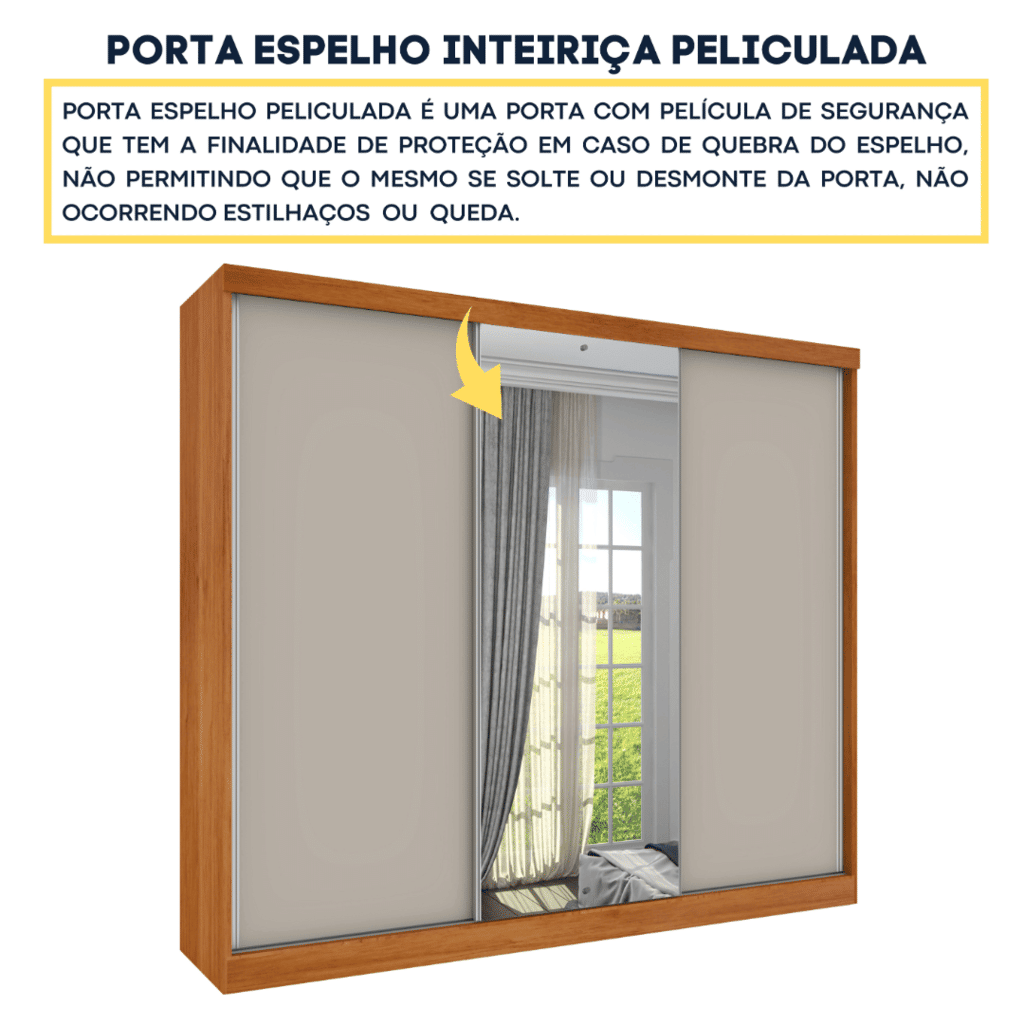 Guarda-Roupa Casal 100% MDF Com Espelho 3 Portas de Correr 6 Gavetas Tcil Móveis Milão Cinamomo/Off White Guarda-Roupa Casal 100% MDF Com Espelho 3 Portas de Correr 6 Gavetas Tcil Móveis Milão Cinamomo/Off White
