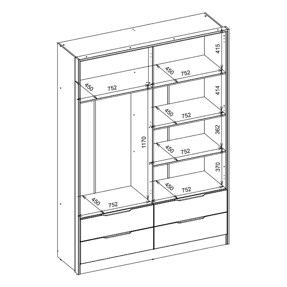 Guarda-roupa Casal Domo 4 Portas com Espelho 157cm Demóbile - Branco