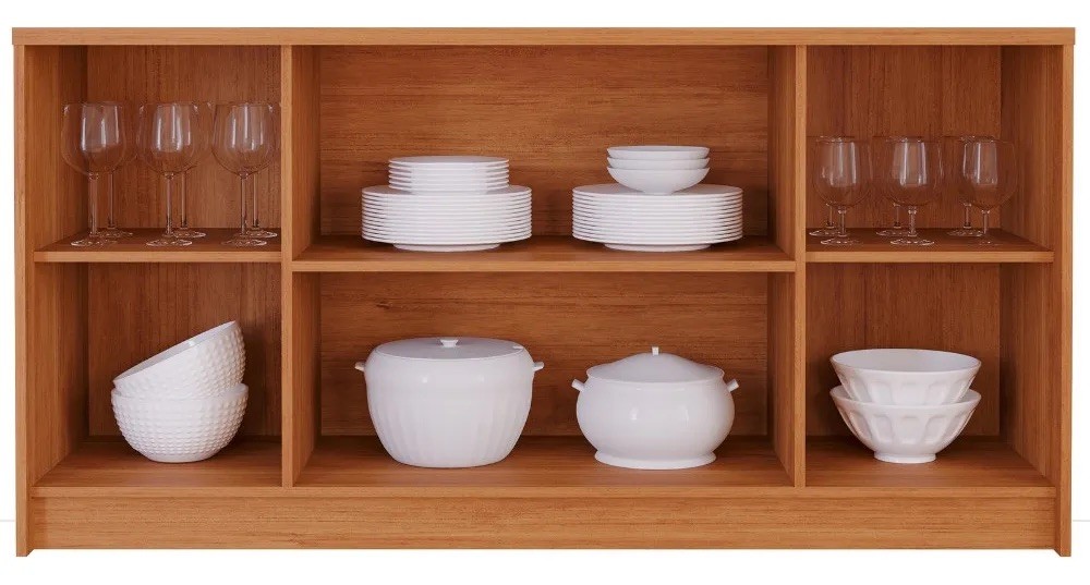 Buffet Lia Cimol 100% MDF 3 Prateleiras - Cinamomo Buffet Lia Cimol 100% MDF 3 Prateleiras - Cinamomo