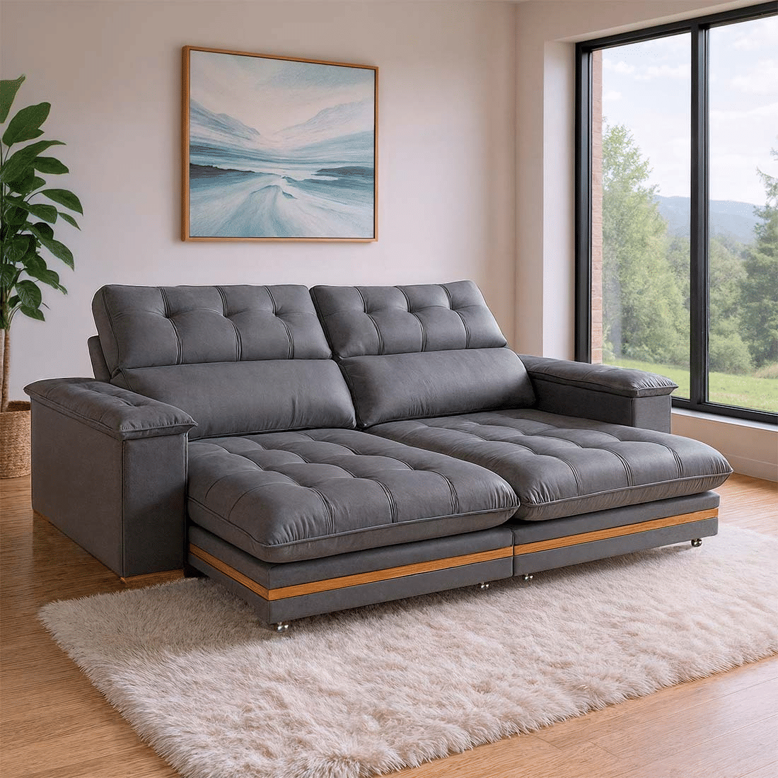 Sofá Retrátil e Reclinável Avila 290cm com Molas 2036 - Bom Pastor