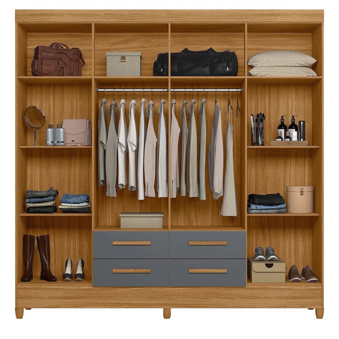 Guarda-Roupa Casal Moval Flórida 8 Portas Freijó/Cinza Guarda-Roupa Casal Moval Flórida 8 Portas Freijó/Cinza