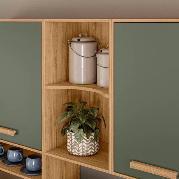 Cozinha Compacta Maria Flor MDP 5 Portas Freijó/Verde – Nicioli Cozinha Compacta Maria Flor MDP 5 Portas Freijó/Verde – Nicioli