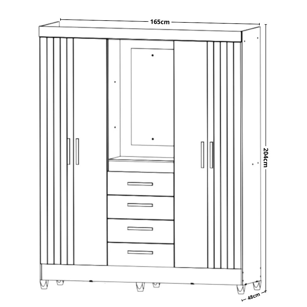 Guarda Roupa Casal Com Espelho Atenas Freijó/Off White - Moval moveis Guarda Roupa Casal Com Espelho Atenas Freijó/Off White - Moval moveis
