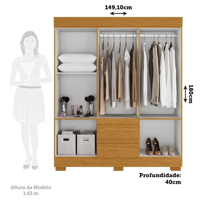 Guarda-Roupa Maya 6 Portas Cinamomo/Off White - Acp Móveis Guarda-Roupa Maya 6 Portas Cinamomo/Off White - Acp Móveis