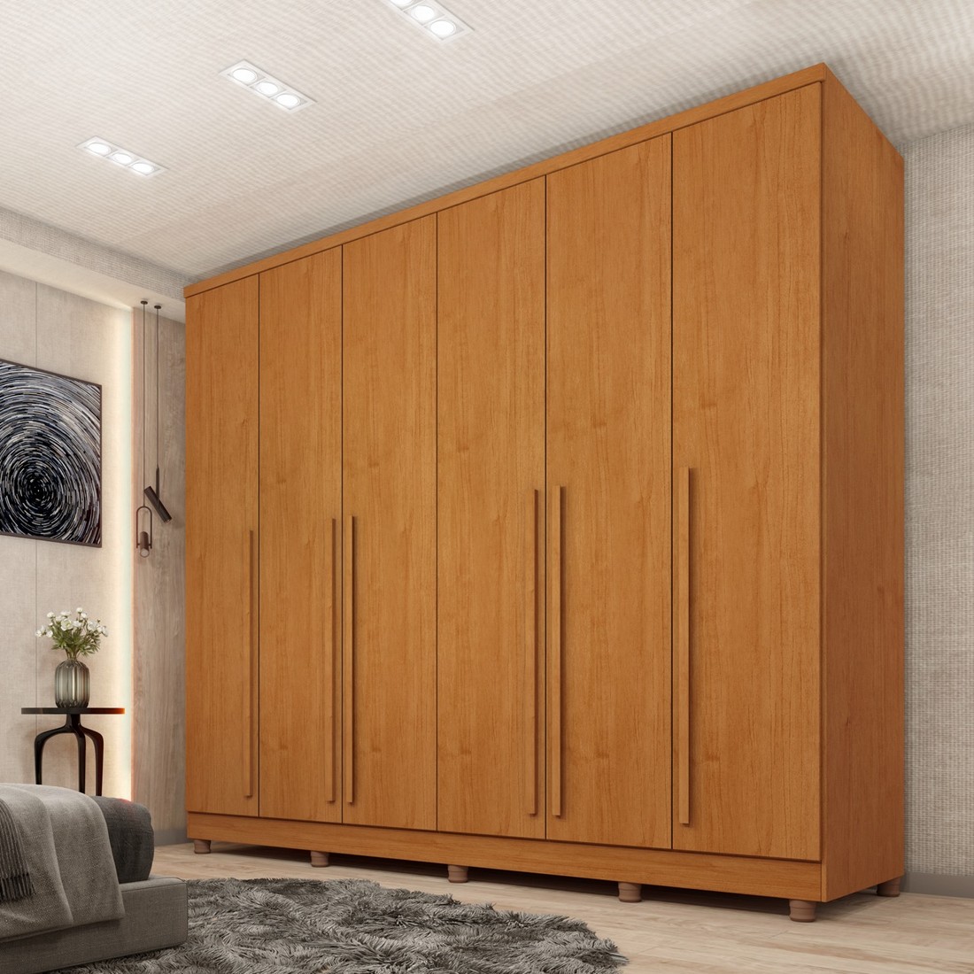 Guarda-Roupa Casal 6 Portas 8 Gavetas Tcil Móveis Sevila Cinamomo Guarda-Roupa Casal 6 Portas 8 Gavetas Tcil Móveis Sevila Cinamomo