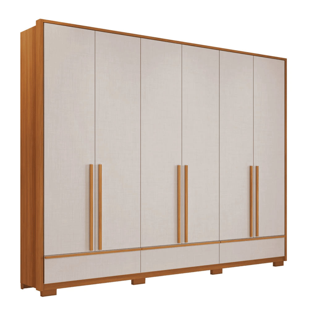 Guarda Roupa Casal 6 Portas 3 Gavetas NT 6035 Notável Móveis Freijó/Off White Guarda Roupa Casal 6 Portas 3 Gavetas NT 6035 Notável Móveis Freijó/Off White