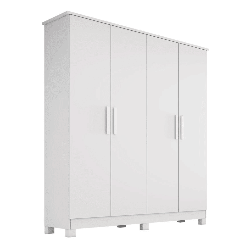 Guarda-Roupa Solteiro Em MDF 4 Portas Bianchi Nina Branco Guarda-Roupa Solteiro Em MDF 4 Portas Bianchi Nina Branco
