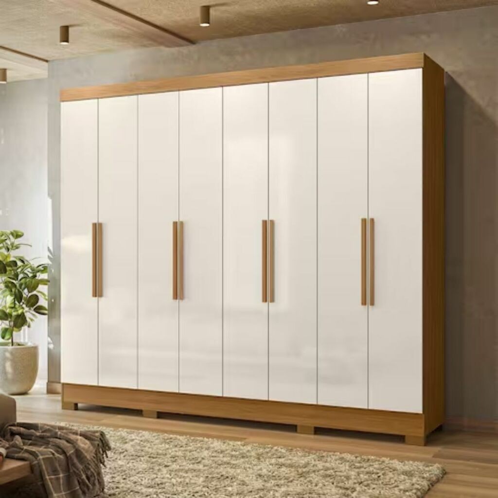 Guarda-Roupa Casal 8 Portas Moval Diplomata Freijó com off White Guarda-Roupa Casal 8 Portas Moval Diplomata Freijó com off White