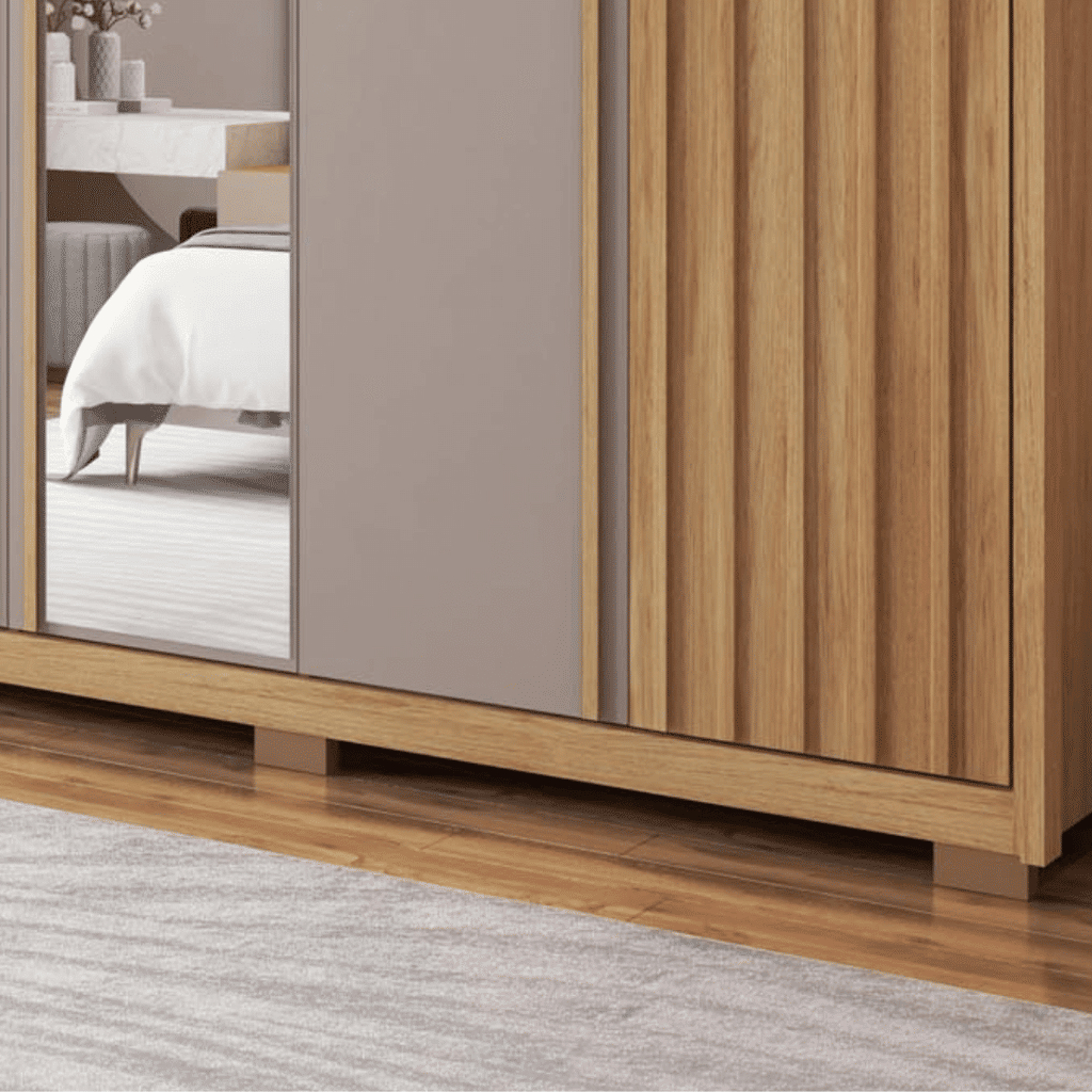 Guarda-Roupa Casal Com Espelho 6 Portas 4 Gavetas Apollo 2.7 Caemmun - Buriti/Fendi