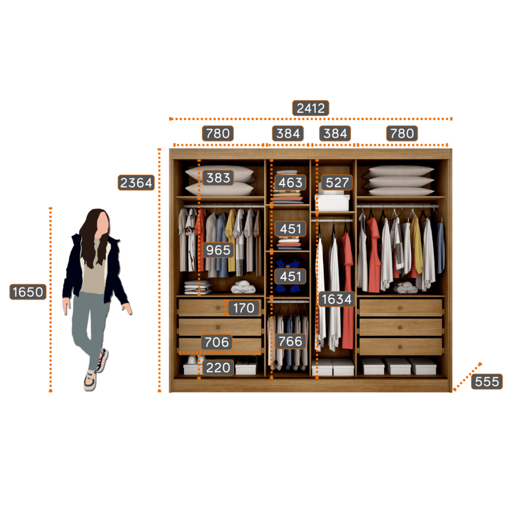 Guarda Roupa Casal com Espelho, 100% MDF, 2 Portas 6 Gavetas, Mônaco - Cumaru - Novo Horizonte Guarda Roupa Casal com Espelho, 100% MDF, 2 Portas 6 Gavetas, Mônaco - Cumaru - Novo Horizonte