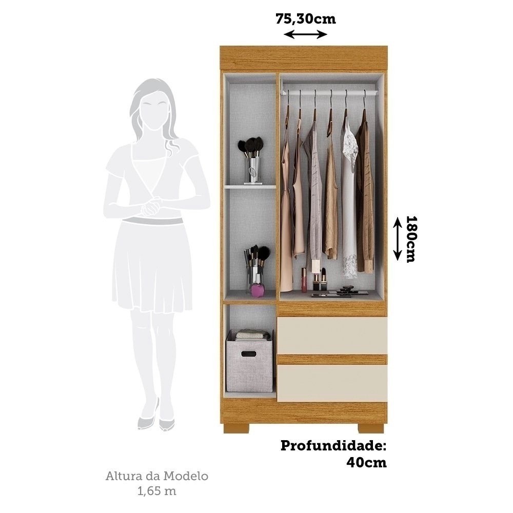 Guarda-Roupa Maya 3 Portas Cinamomo/Off White - Acp Móveis