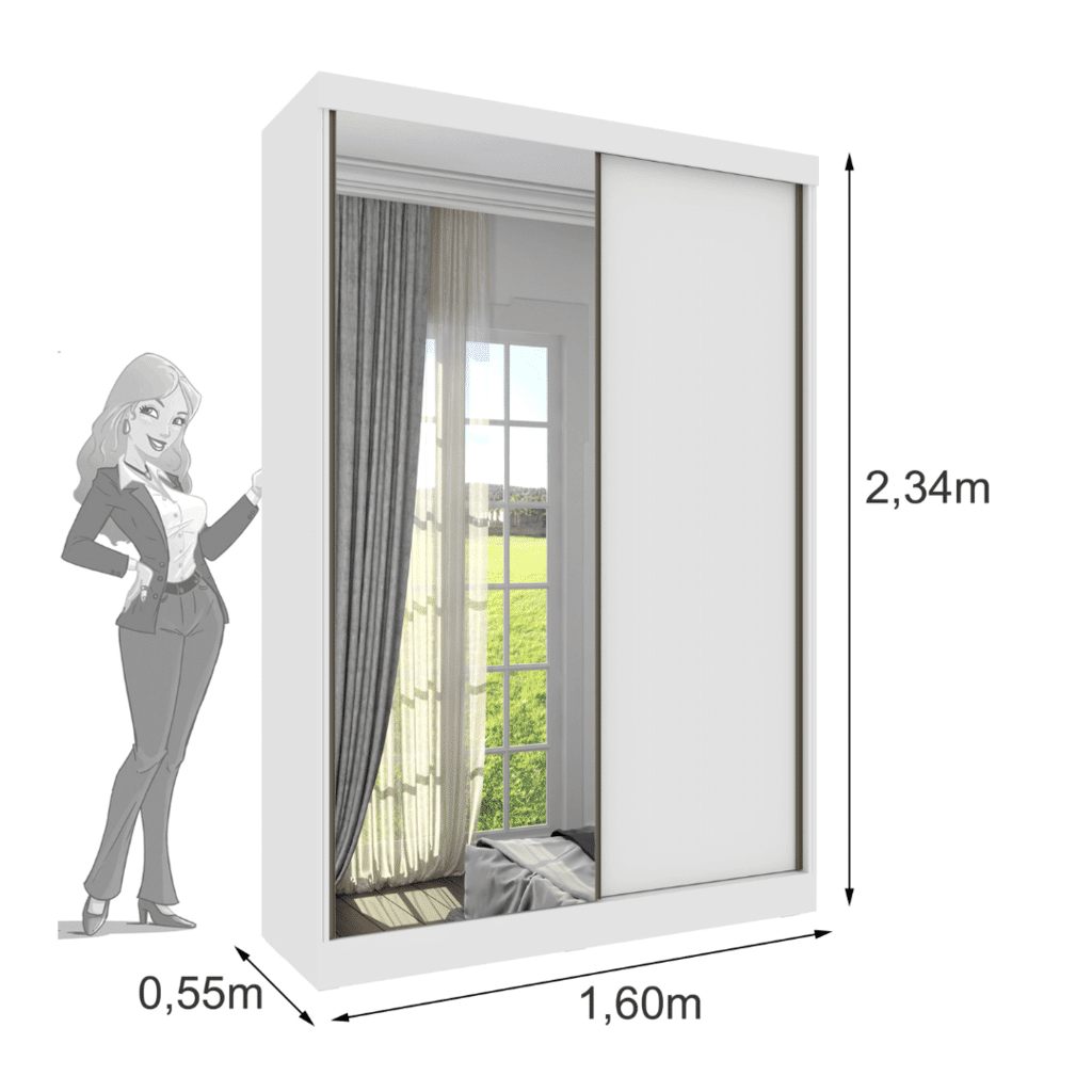 Guarda-Roupa Casal Com Espelho 2 Portas de Correr Tcil Móveis Roma Branco Guarda-Roupa Casal Com Espelho 2 Portas de Correr Tcil Móveis Roma Branco