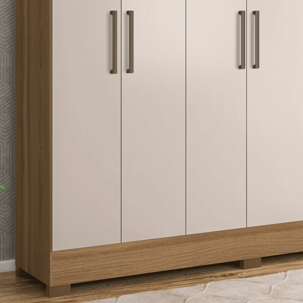 Guarda-Roupa Casal 6 Portas Pratico Amendoa/Off White - Demobile Guarda-Roupa Casal 6 Portas Pratico Amendoa/Off White - Demobile
