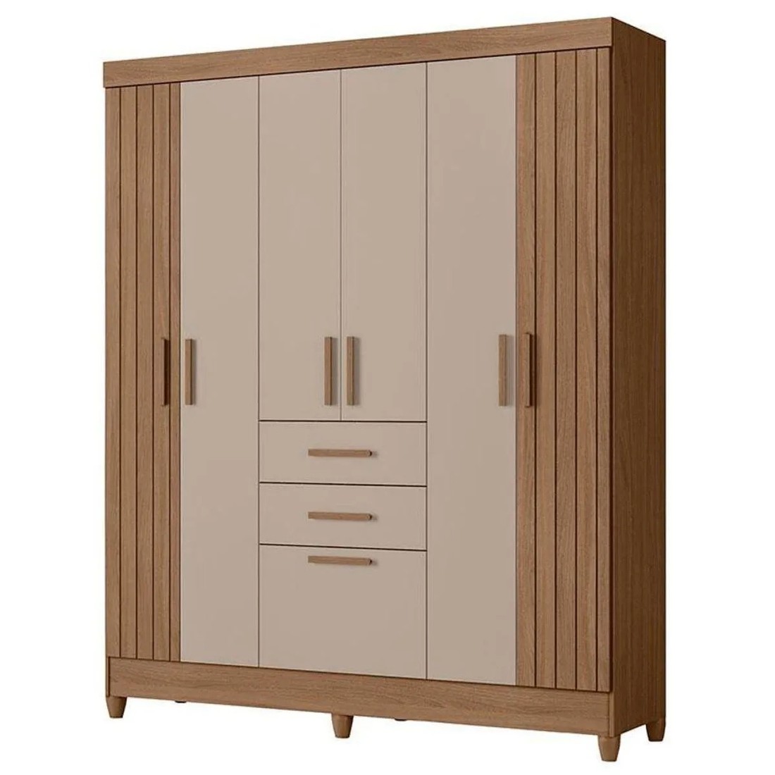 Guarda Roupa Casal Malta com 7 Portas e 2 Gavetas Carvalho/ Fendi - Moval Moveis Guarda Roupa Casal Malta com 7 Portas e 2 Gavetas Carvalho/ Fendi - Moval Moveis