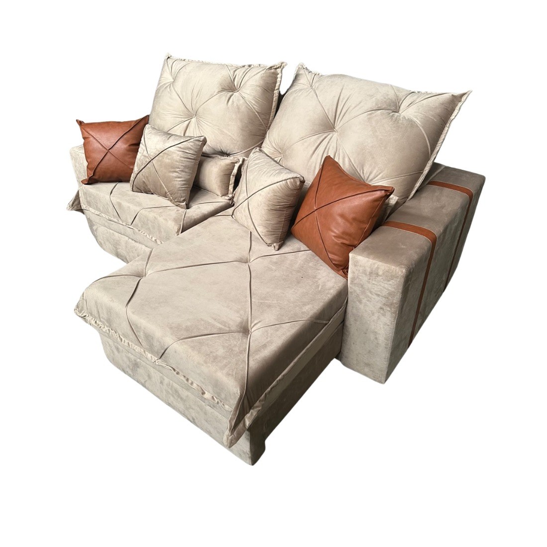 Sofá Retrátil Reclinável Imperador 2,00m Pillow Top de 20cm Inca 17 - Bege Sofá Retrátil Reclinável Imperador 2,00m Pillow Top de 20cm Inca 17 - Bege