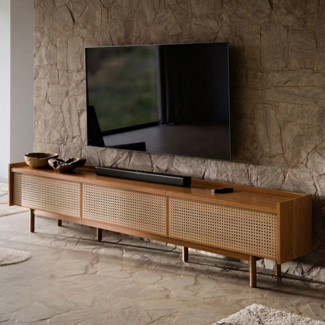 Rack Dune Palha 2.6m Imcal 3 Gavetas Madeira Maciça Nature 264cm Rack Dune Palha 2.6m Imcal 3 Gavetas Madeira Maciça Nature 264cm