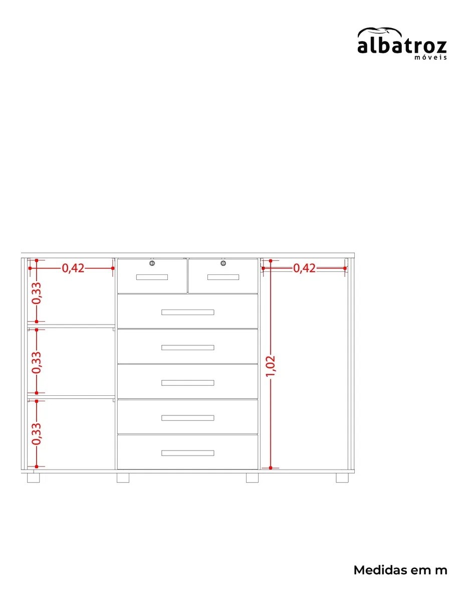 Cômoda 7 Gavetas 2 Portas Albatroz Fontana - Cinamomo/Off White Cômoda 7 Gavetas 2 Portas Albatroz Fontana - Cinamomo/Off White