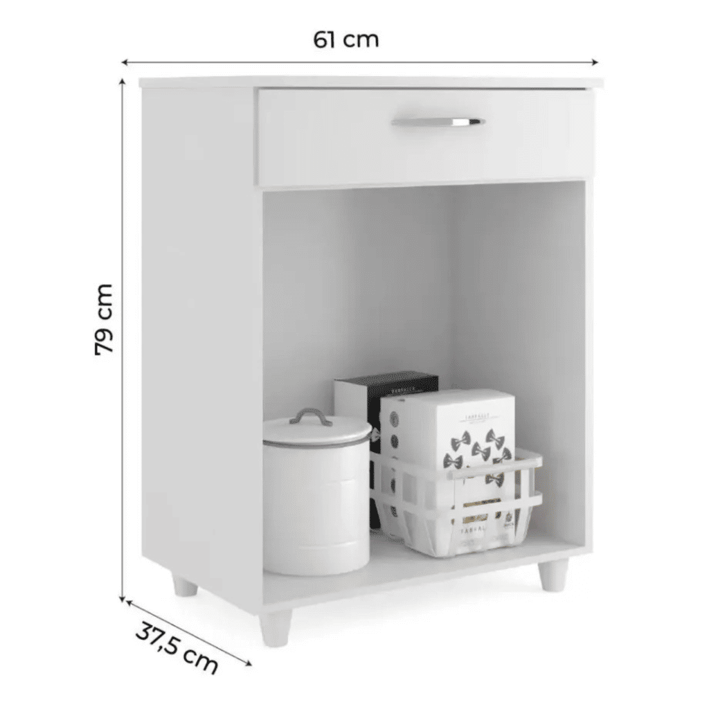 Balcão de Cozinha Multiuso 2 Portas 1 Gaveta Duna Branco Fiorello Balcão de Cozinha Multiuso 2 Portas 1 Gaveta Duna Branco Fiorello