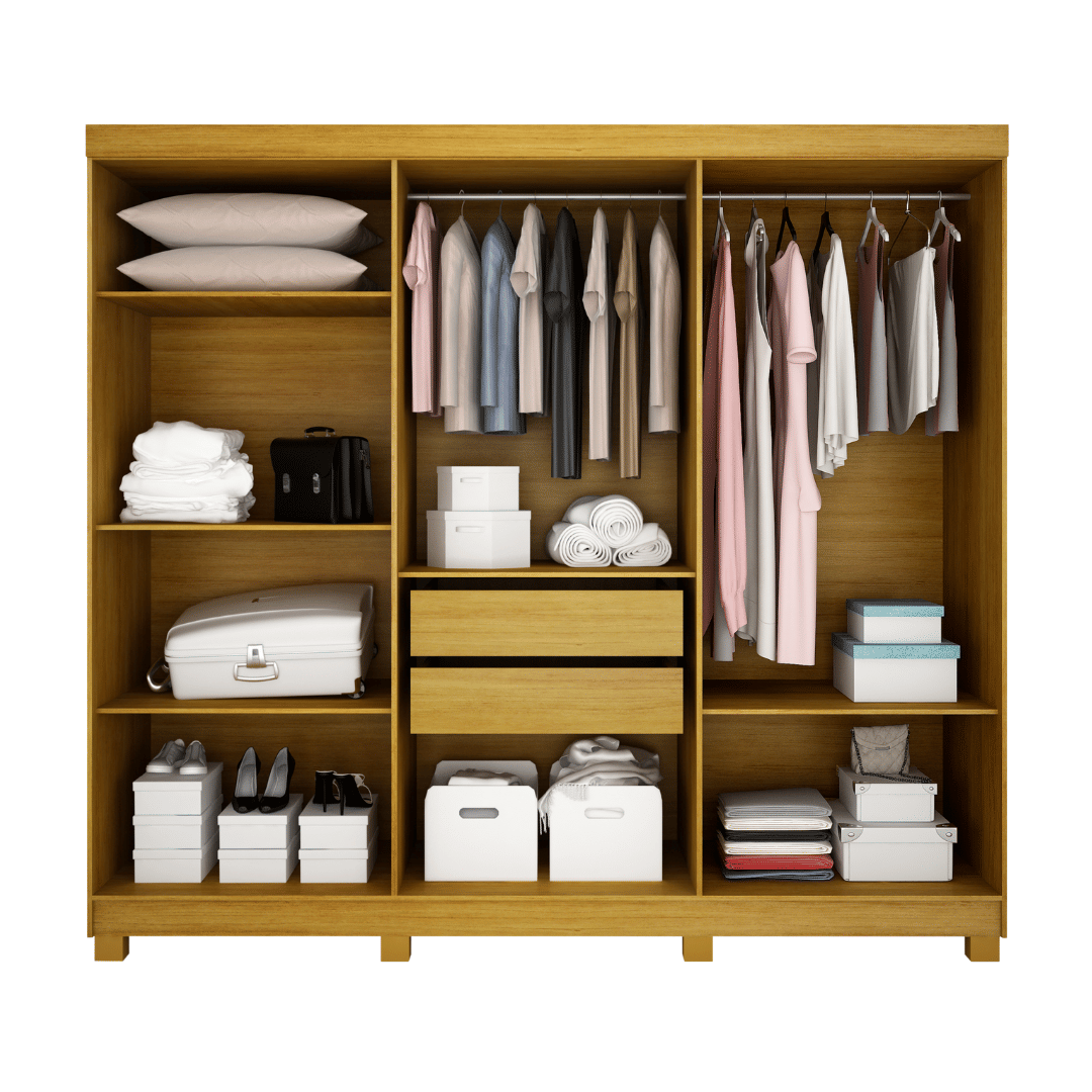 Guarda-roupa 6 Portas, com Espelho com Pés Madri Cinamomo/Off White - CHF Móveis