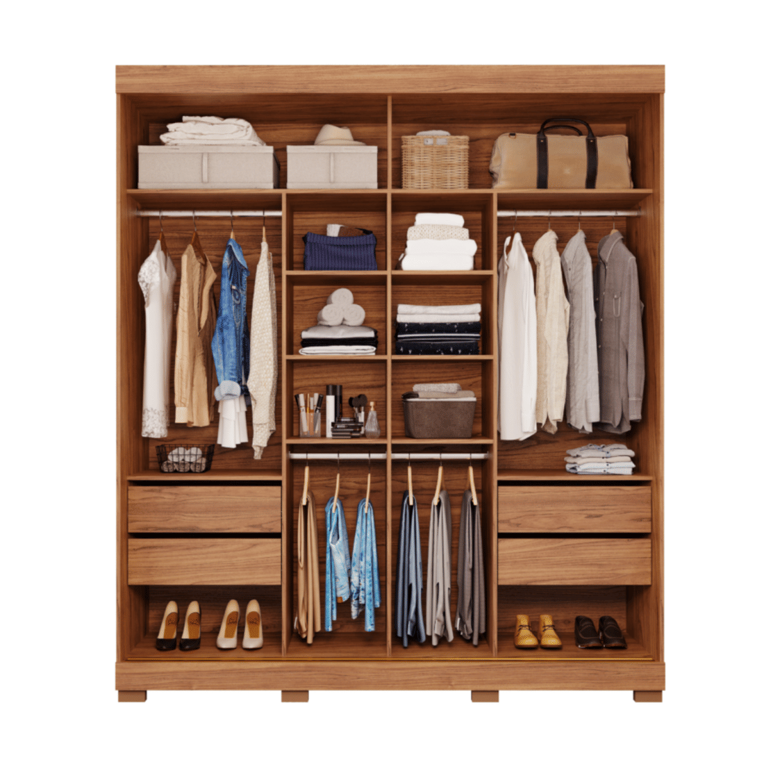 Guarda-Roupa Casal Com Espelho 2 Portas de Correr 100% MDF Panan Móveis Flora Cinamomo/Off White Guarda-Roupa Casal Com Espelho 2 Portas de Correr 100% MDF Panan Móveis Flora Cinamomo/Off White