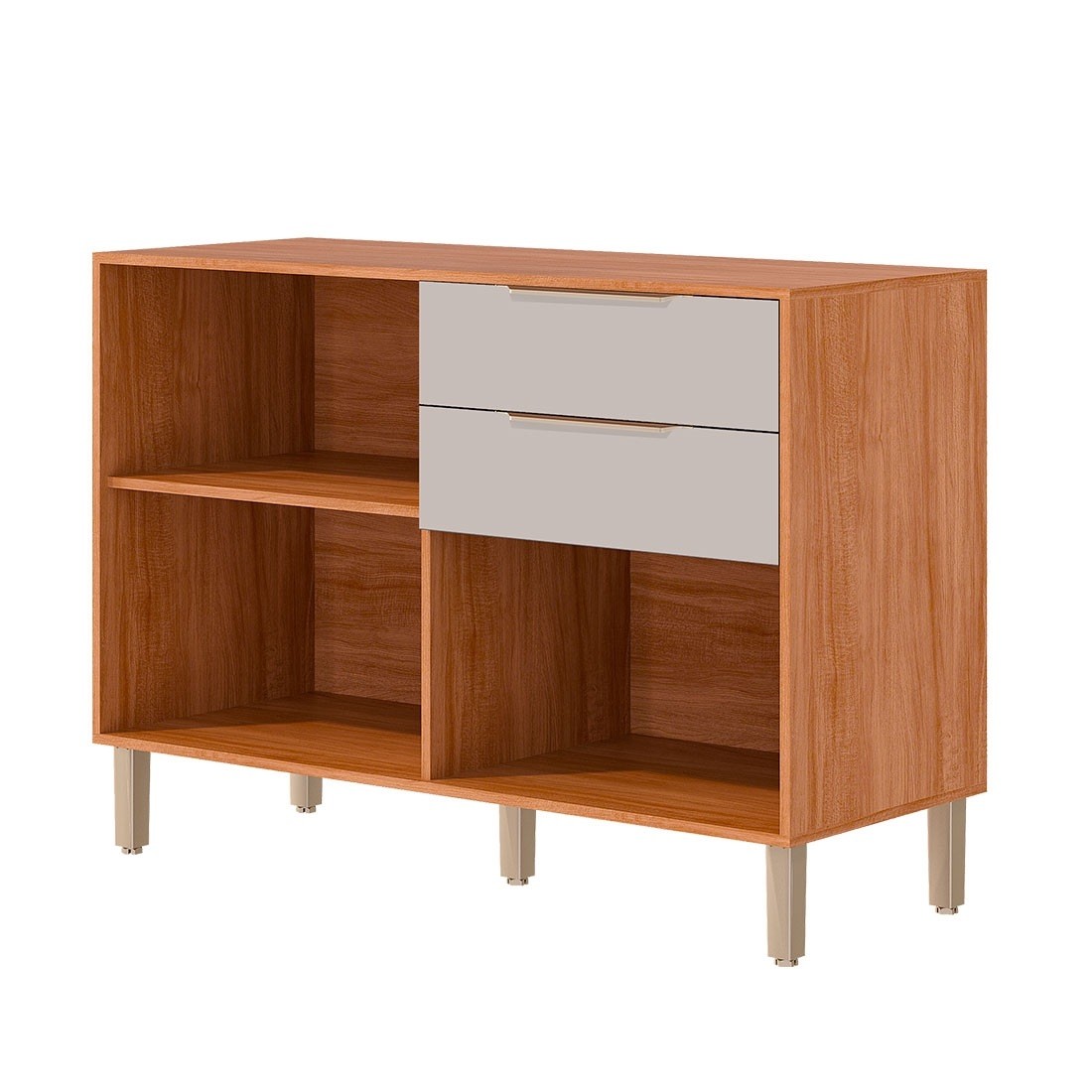 Balcão Esplendida 120 2 Portas 2 Gavetas 100% MDF MGM Móveis - Cinamomo/Off White